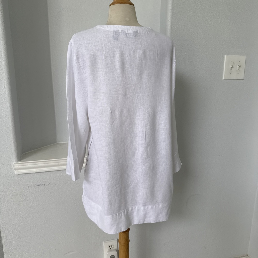 Lands End Tunic Top M Linen Blend Coastal Beachy Minimalist Langenlook - Picture 6 of 12